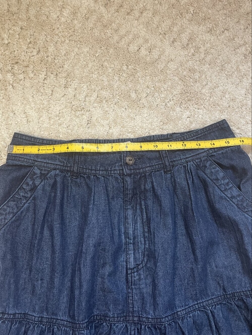 Pilcro 100% Cotton Dark Indigo Tiered Denim Maxi Skirt Size M - Picture 9 of 14